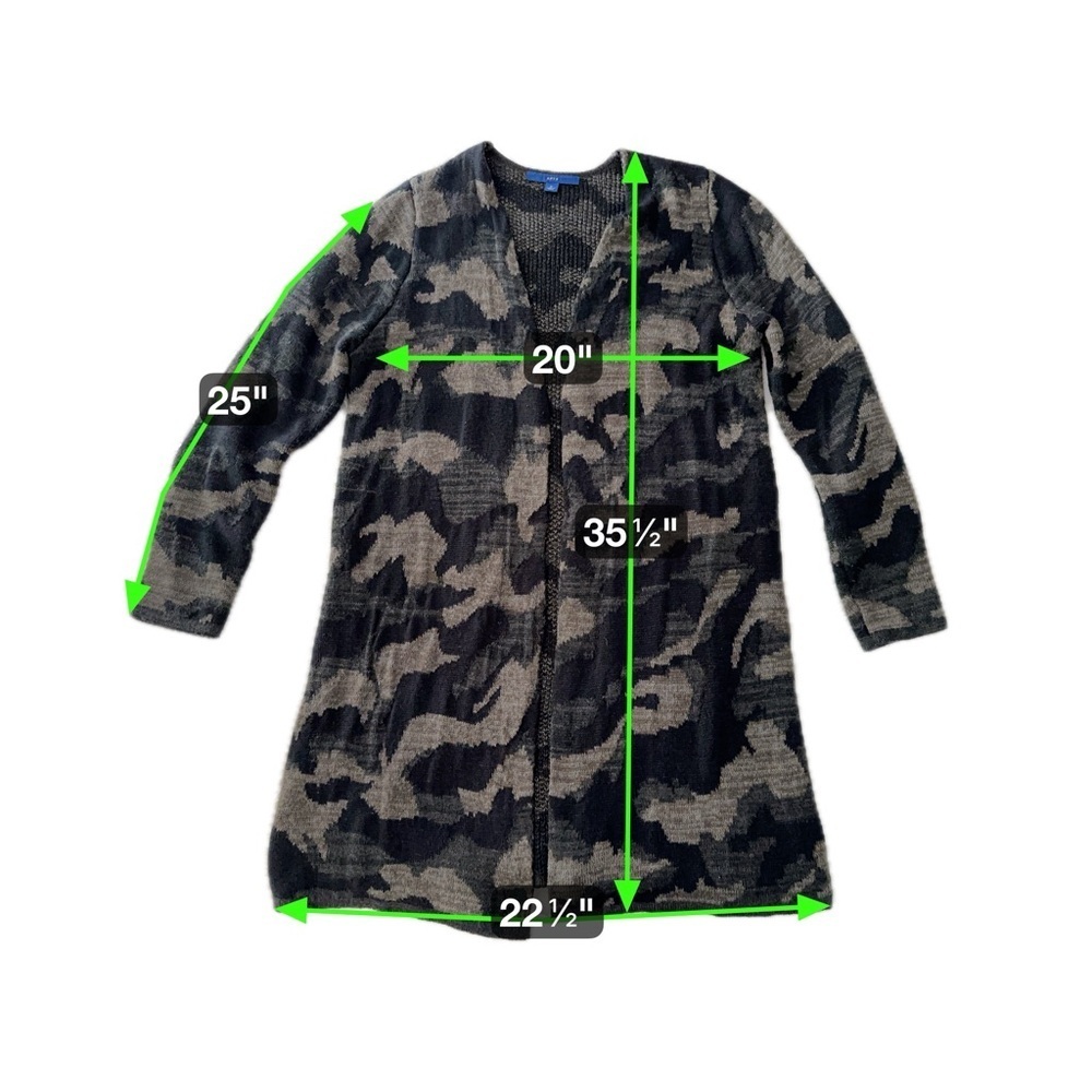 Apt. 9 Longline Cardigan Sweater Jacket Medium Gray Black Camo Print Normcore - Picture 15 of 16